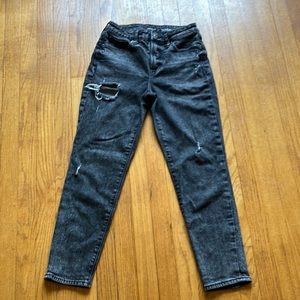 Old Navy distressed high rise straight jeans